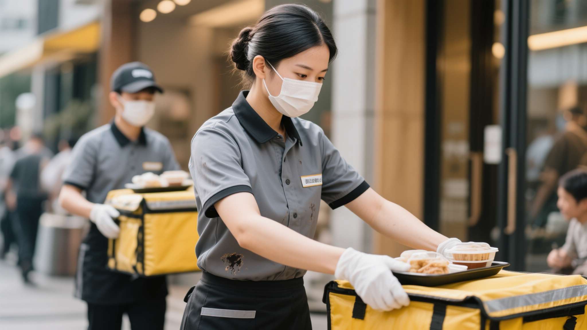 3. 整洁感的维持
即便是高强度连续送餐，保持头发整洁、衣物无污渍是基本的专业